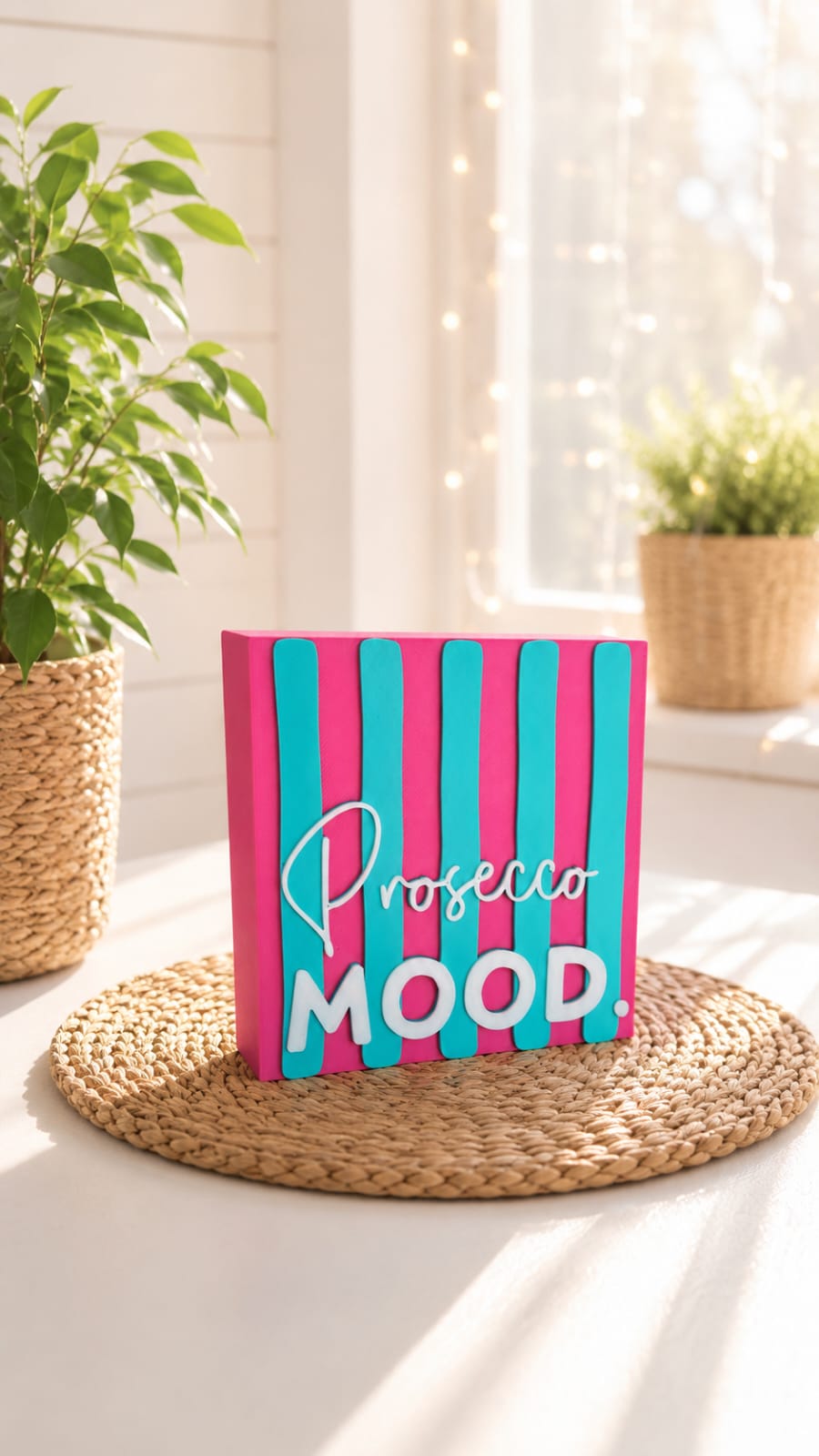 Freche Streifen – kleiner Deko-Aufsteller mit Spruch "Prosecco Mood"
