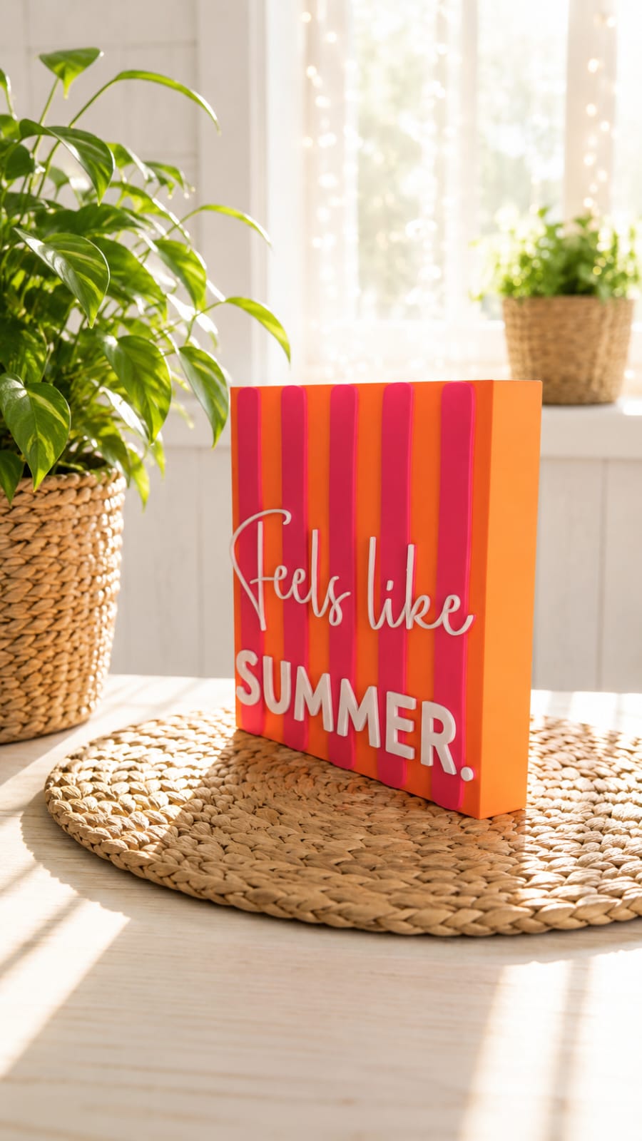 Freche Streifen – kleiner Deko-Aufsteller mit Spruch "Feels like Summer"