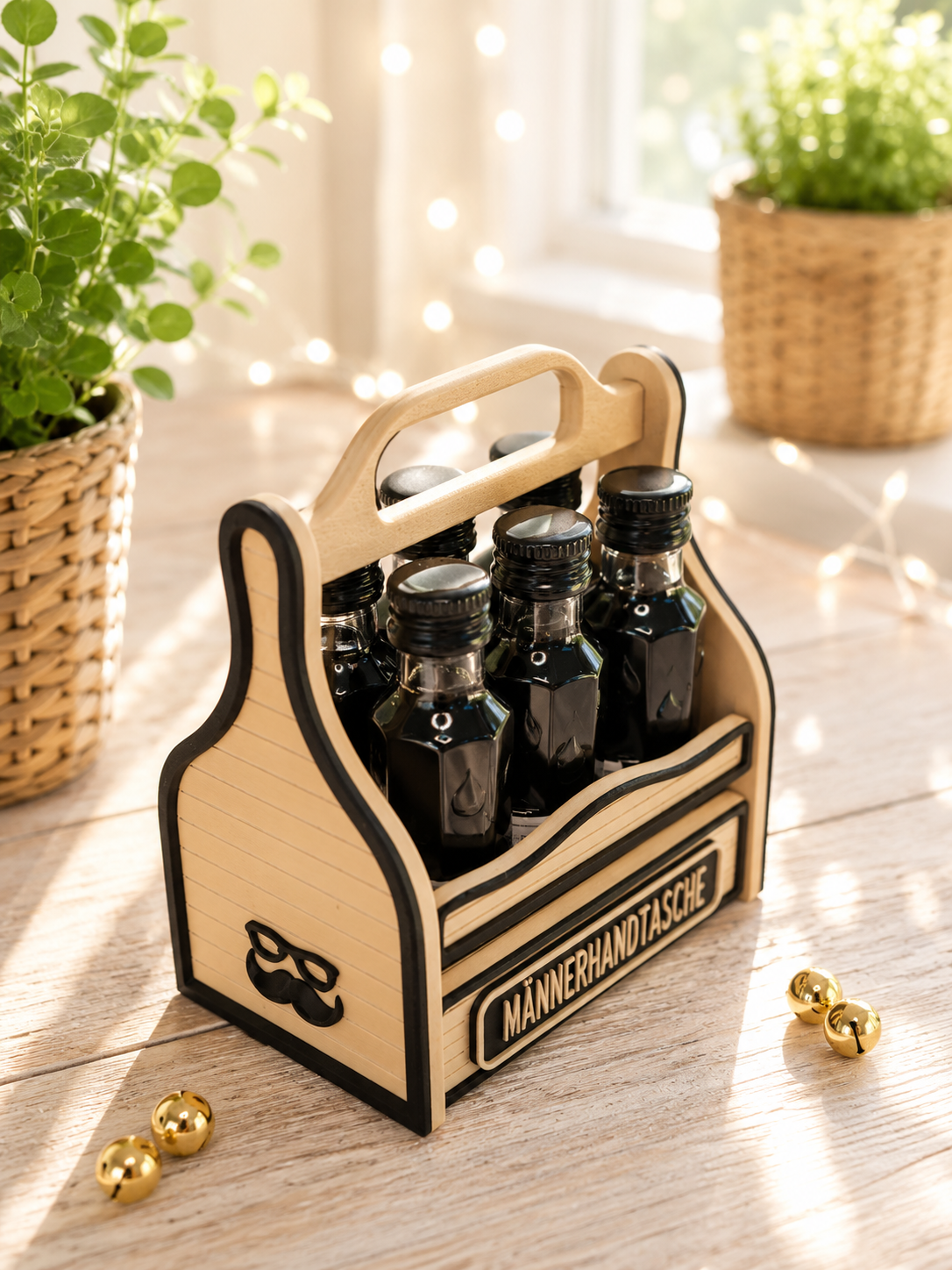 Schnapskorb für 6 Fläschchen als Geschenkidee von CozyLabs Design