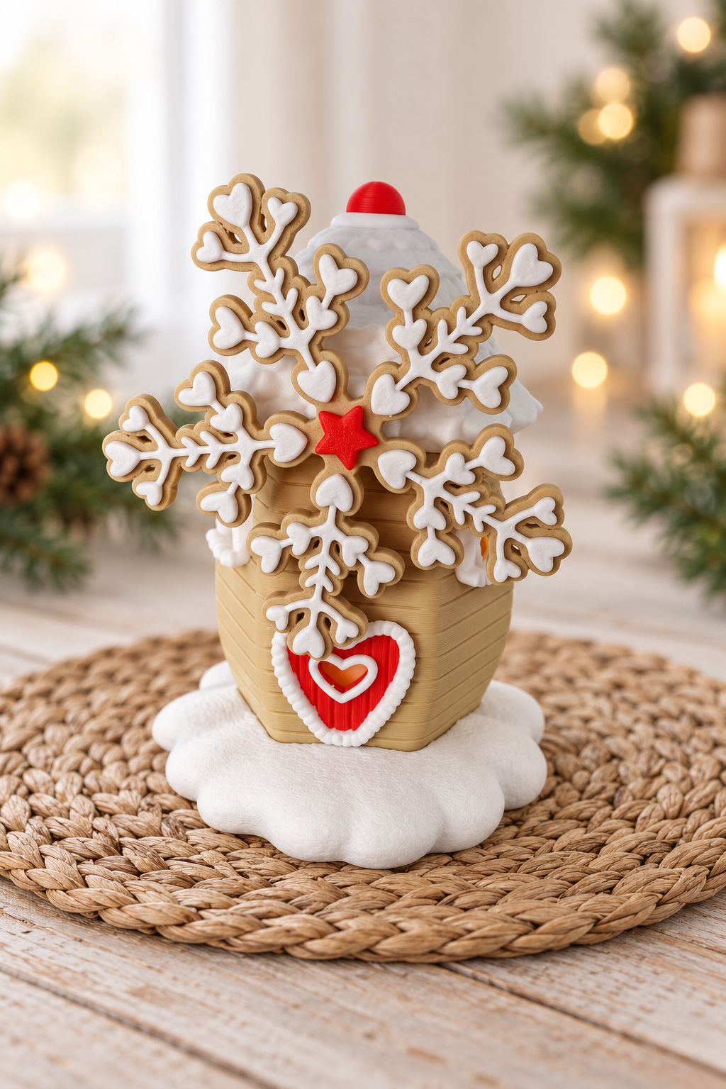 Zauberhafte Weihnachts-Windmühle – Drehbares Windrad, LED-fähig, magisch dekorieren in Oliv oder Rot, Winterdeko, 13 cm