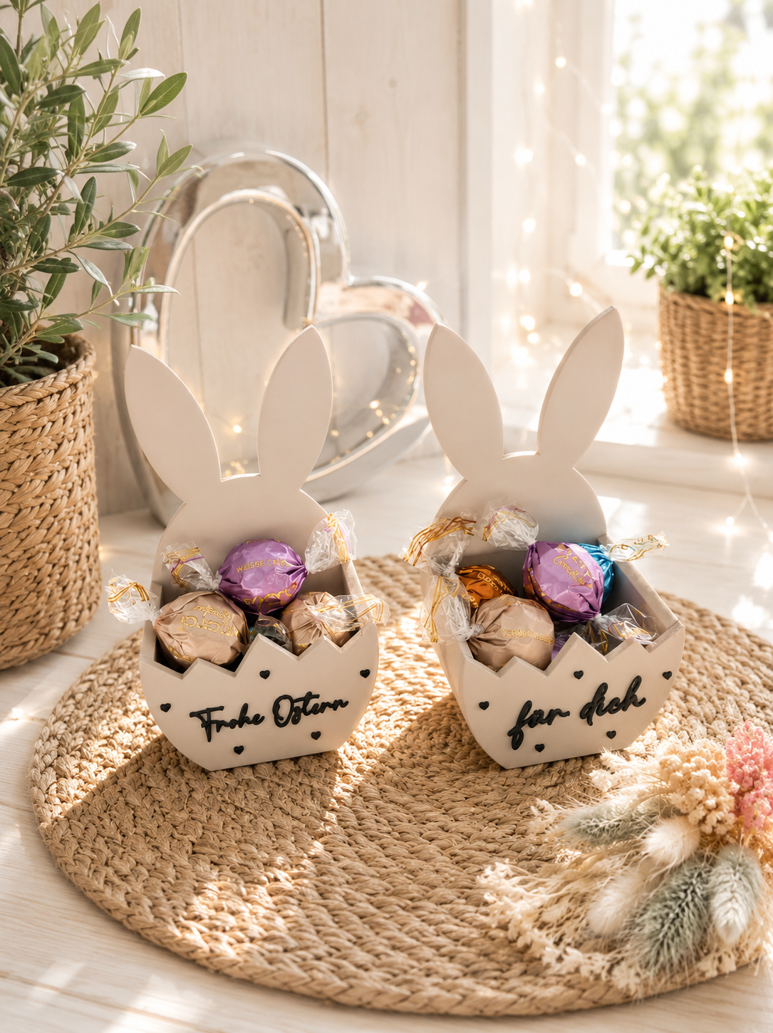 Hasenkörbchen mit Ohren – moderne Osterdeko von CozyLabs Design