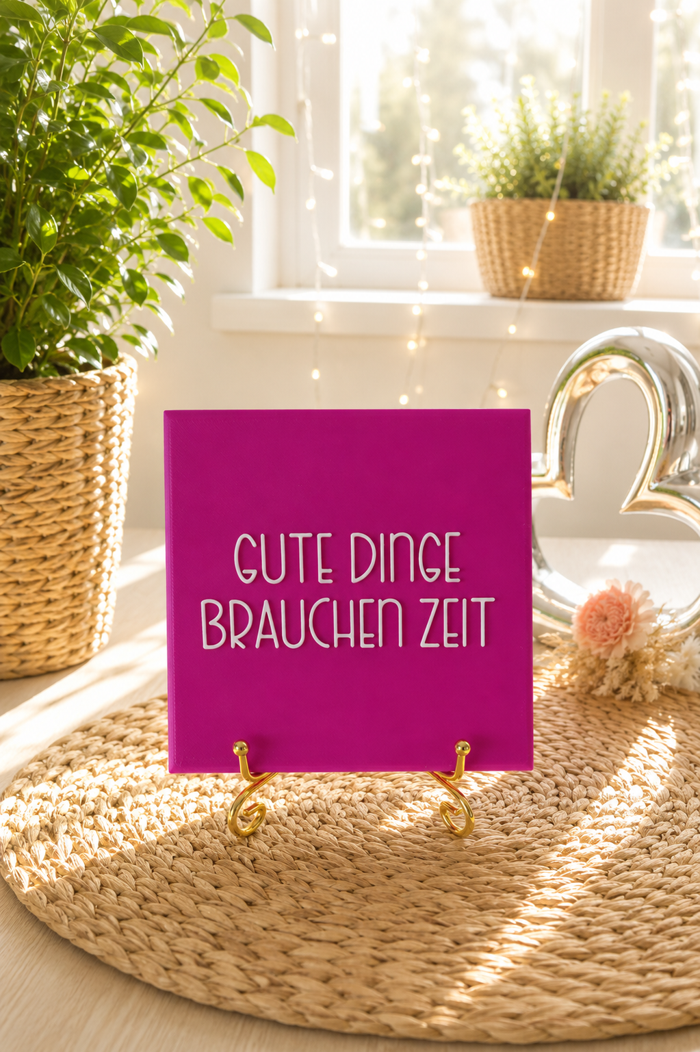 Sprüchekachel „Gute Dinge brauchen Zeit“ von CozyLabs Design