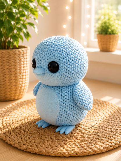 Pinguin in Strickoptik als Geschenkidee von CozyLabs Design