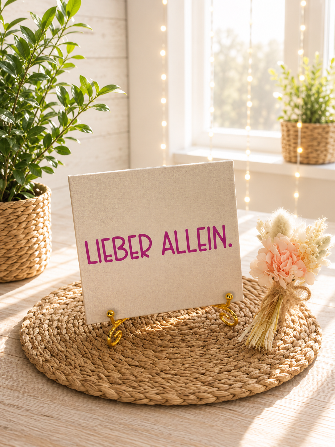 Sprüchekachel „Lieber allein“ von CozyLabs Design