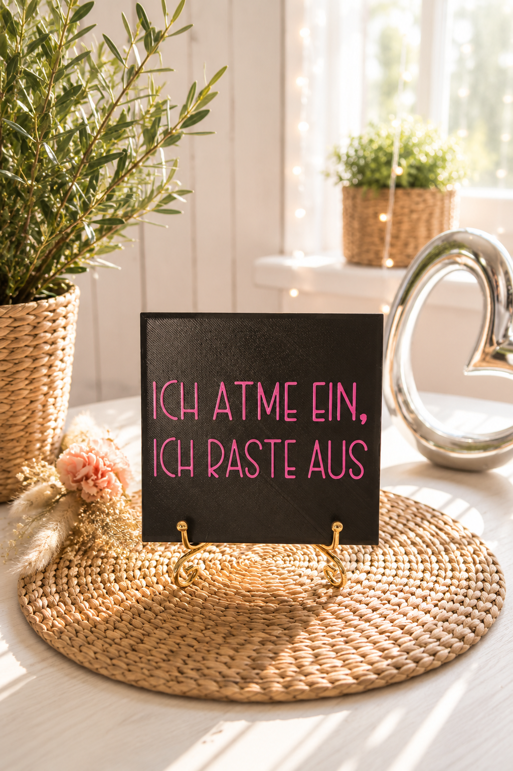 Sprüchekachel „Ich atme ein. Ich raste aus“ von CozyLabs Design