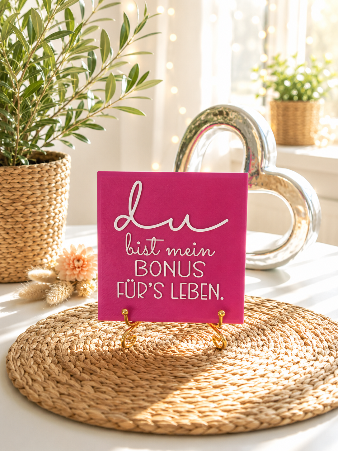 Sprüchekachel „Du bist mein Bonus fürs Leben“ von CozyLabs Design