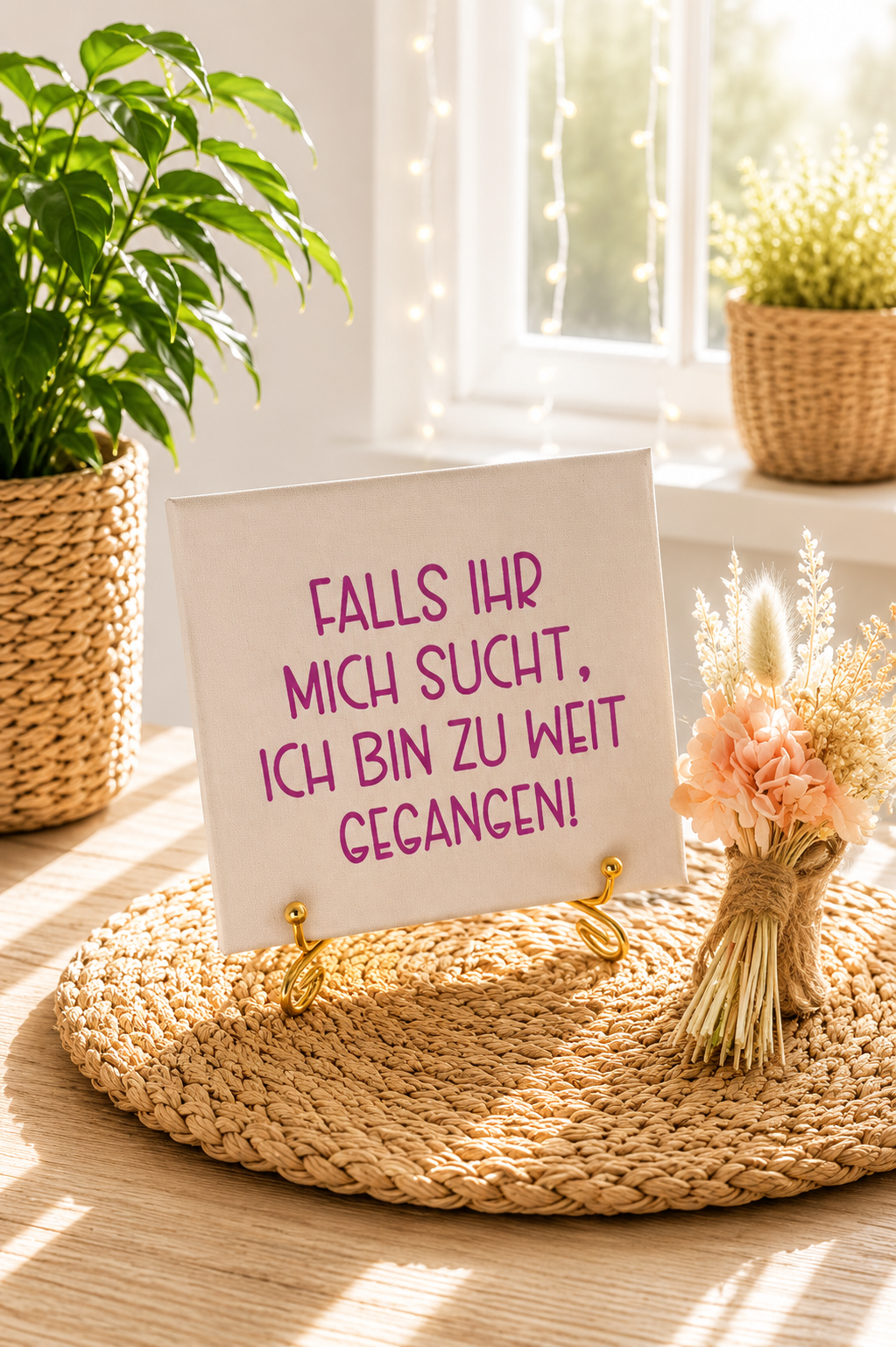 Sprüchekachel „Falls ihr mich sucht, ich bin zu weit gegangen!“ von CozyLabs Design