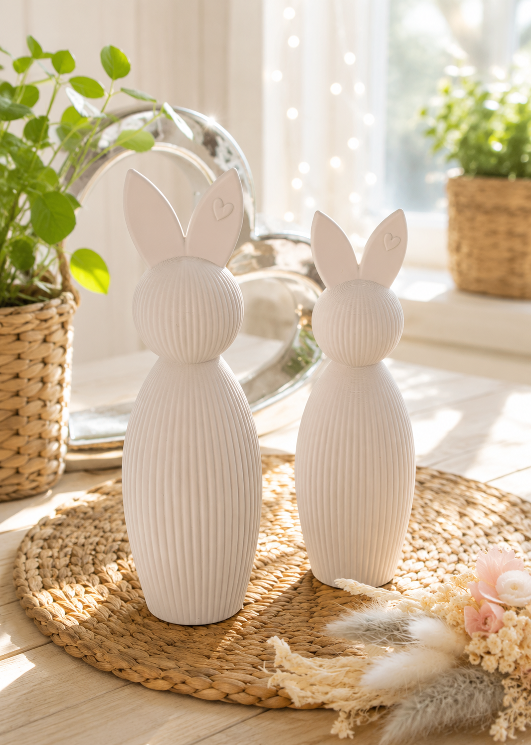 Hasenfigur mit Riffeloptik als Osterdeko von CozyLabs Design