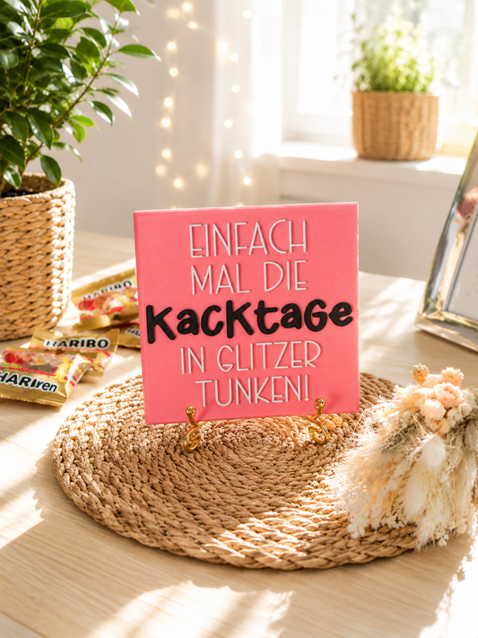 Sprüchekachel „einfach mal die Kacktage in Glitzer tunken"