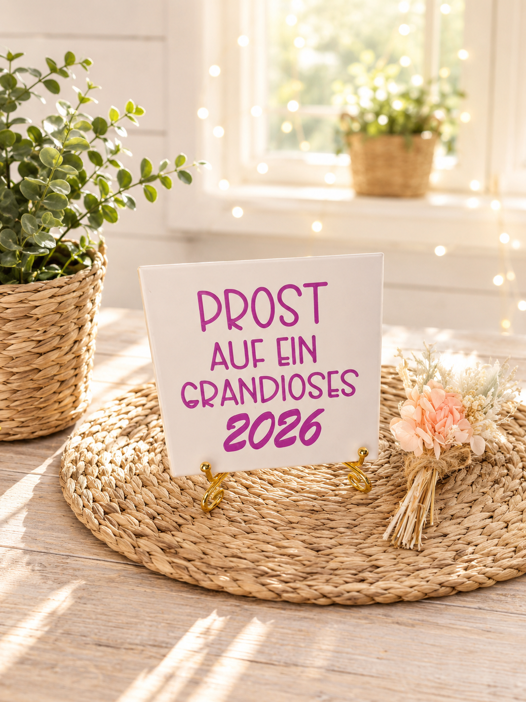 Sprüchekachel „Prost auf ein grandioses 2026"
