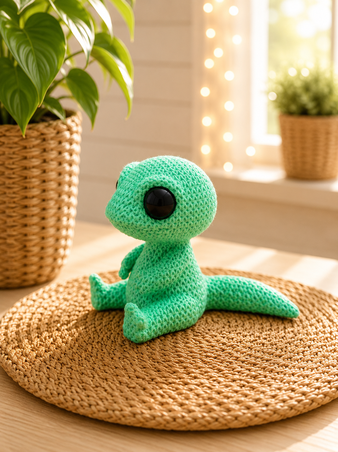 Gecko-Miniatur mit gestrickter Oberfläche von CozyLabs Design