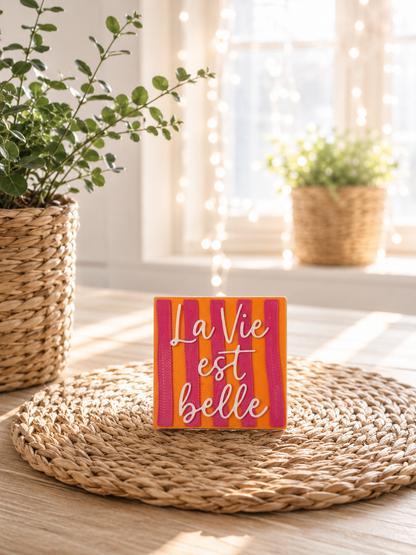 Pink Statement Magnete 5 × 5 cm mit Spruch – personalisierbare Kühlschrankmagnete mit freier Farbwahl