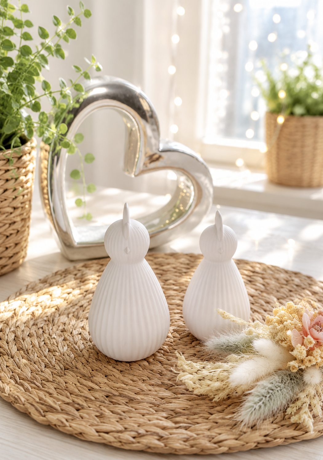 Modernes Deko Huhn in Riffeloptik mit Herz von CozyLabs Design