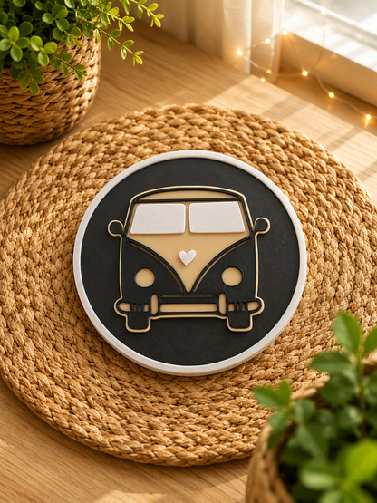 Camping Untersetzer Set mit Halter – 6-teiliges Wohnmobil & Camping Geschenk