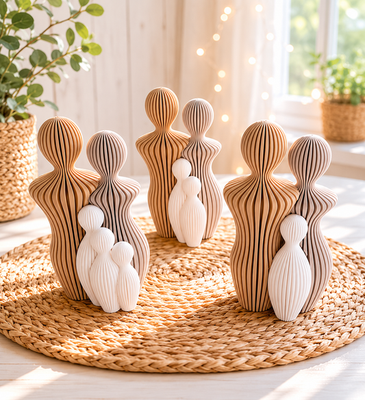 Familienglück – minimalistische Familienfigur mit bis zu 4 Kindern von CozyLabs Design