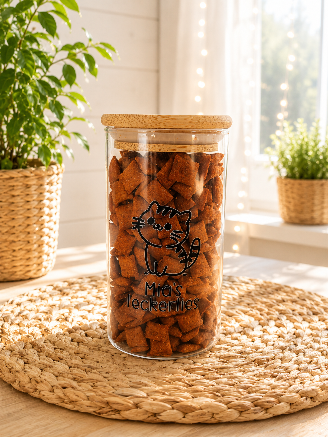 Personalisiertes Leckerli-Glas mit Bambusdeckel