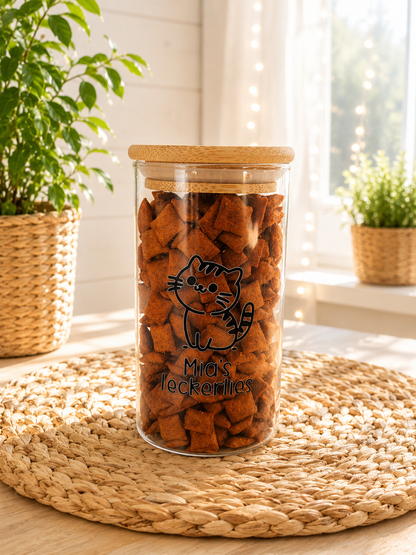Personalisiertes Leckerli-Glas mit Bambusdeckel