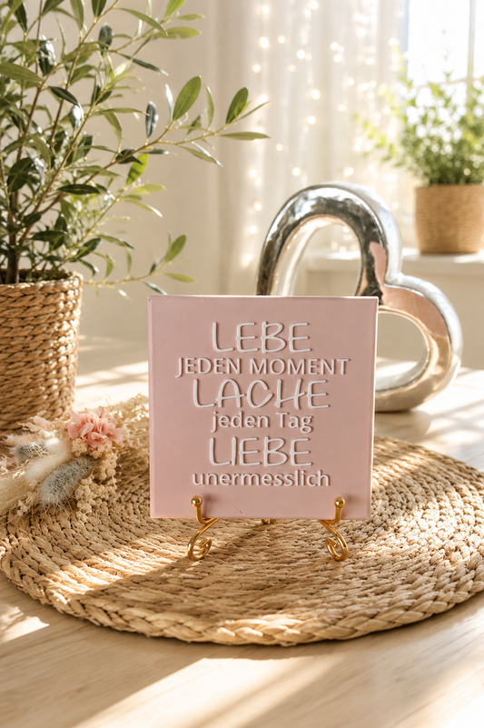 Sprüchekachel „Lebe jeden Moment …“ von CozyLabs Design