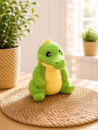 Dino in Strickoptik von CozyLabs Design, süße 3D-gedruckte Sammlerfigur mit feiner Strickoptik