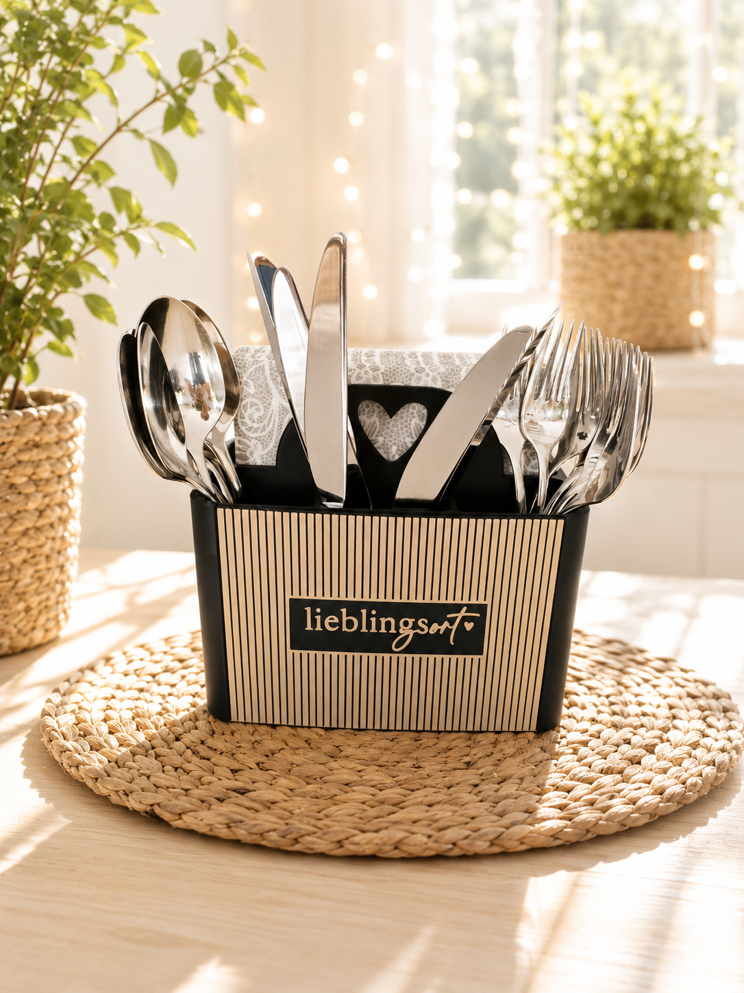 Besteckkorb mit Herzgriff und wechselbarer Front von CozyLabs Design