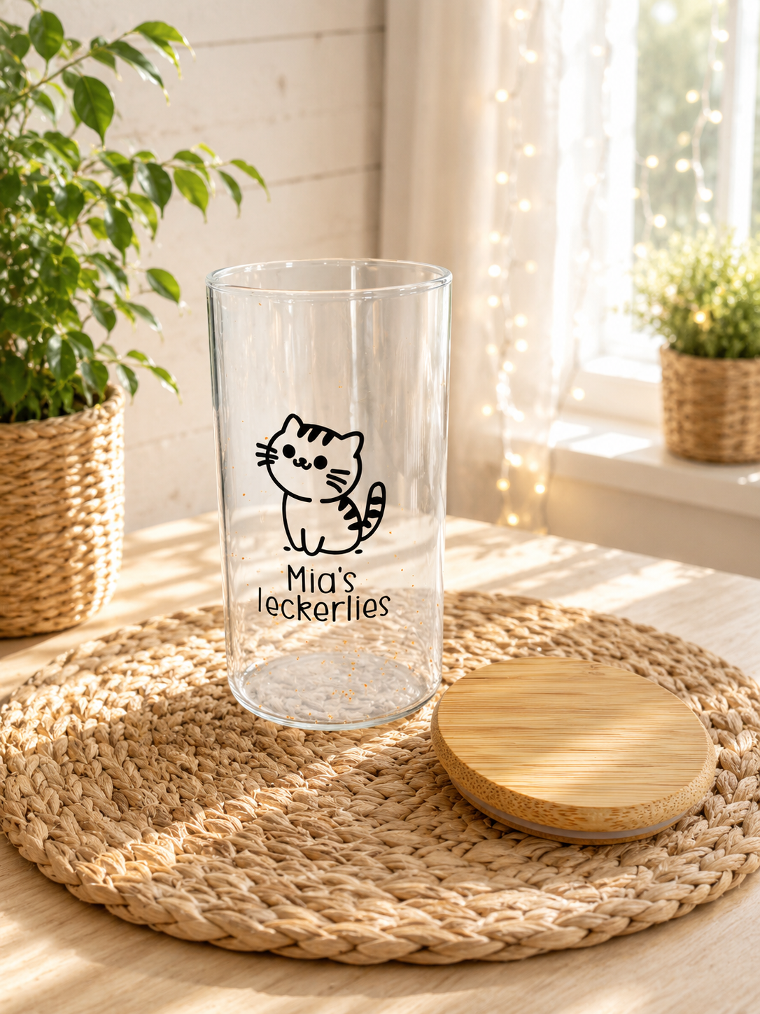 Personalisiertes Leckerli-Glas mit Bambusdeckel