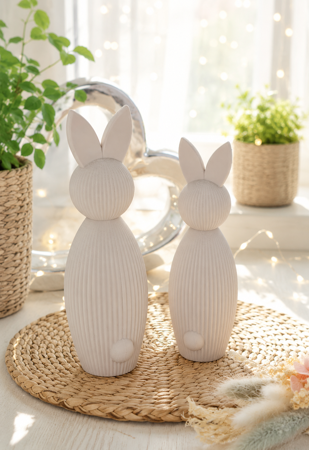 Hasenfigur mit Riffeloptik als Osterdeko von CozyLabs Design