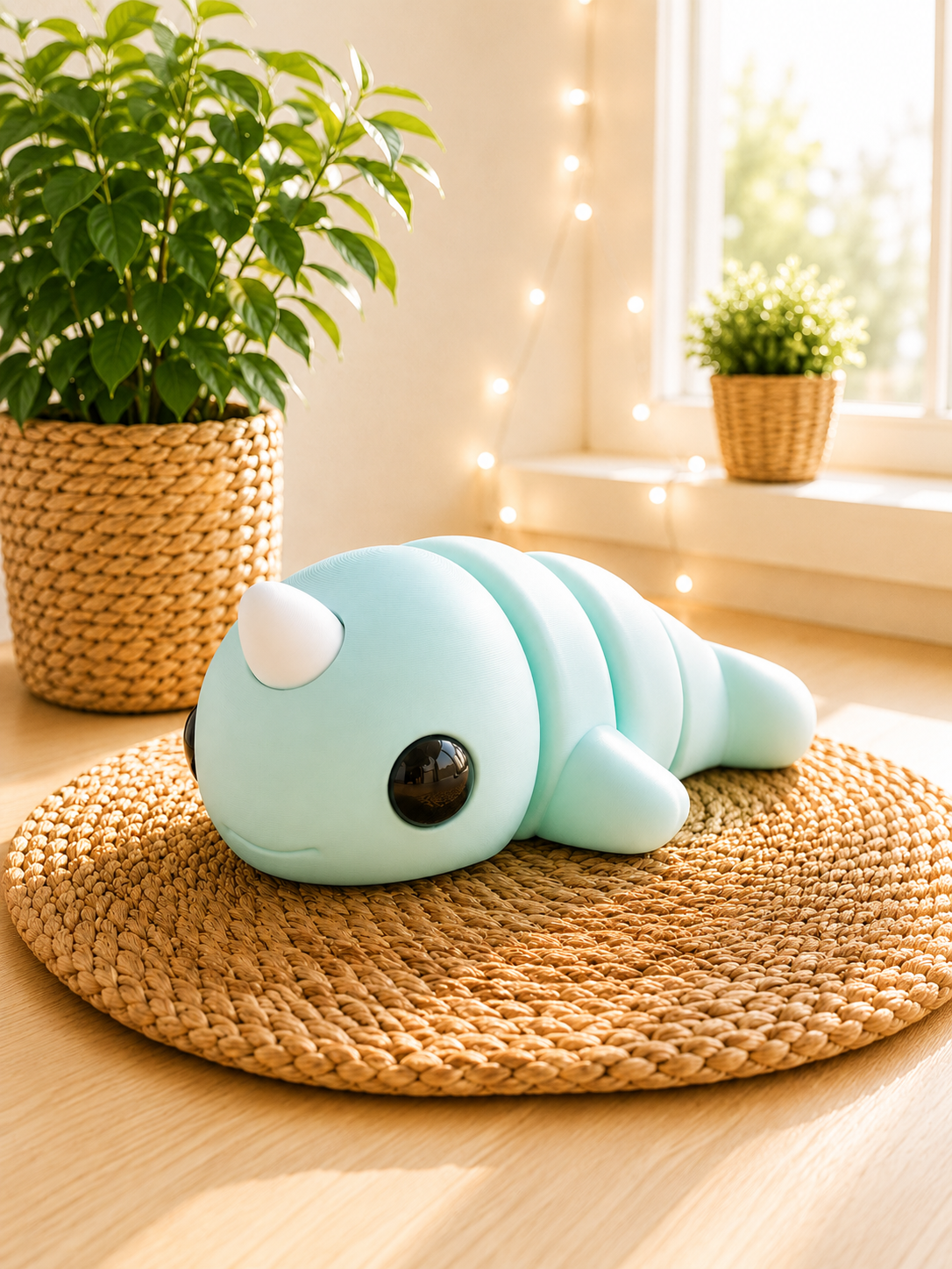 Snuggliez Baby Narwal von CozyLabs Design, bewegliche Flexi-Figur aus dem 3D-Druck mit kleinem Horn