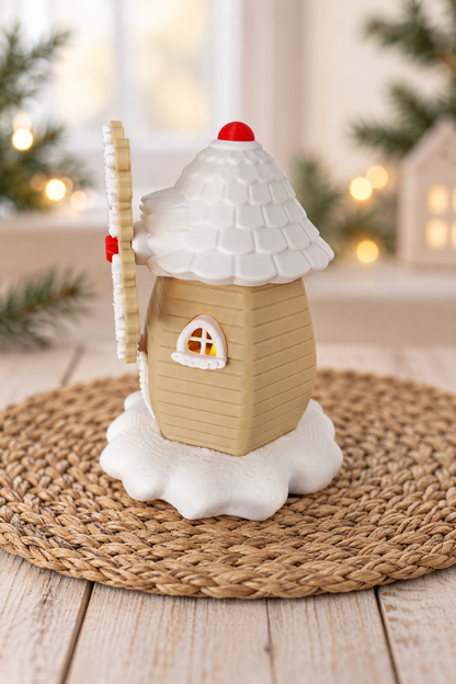 Zauberhafte Weihnachts-Windmühle – Drehbares Windrad, LED-fähig, magisch dekorieren in Oliv oder Rot, Winterdeko, 13 cm