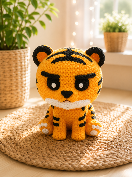 Tiger-Figur in Strickoptik von CozyLabs Design