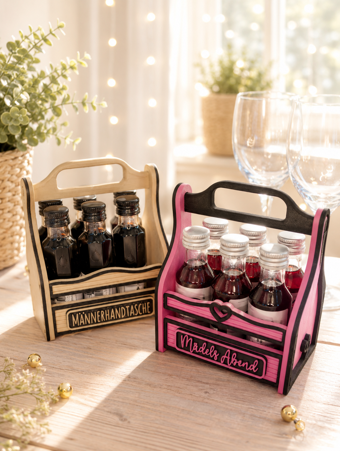 Schnapskorb für 6 Fläschchen als Geschenkidee von CozyLabs Design