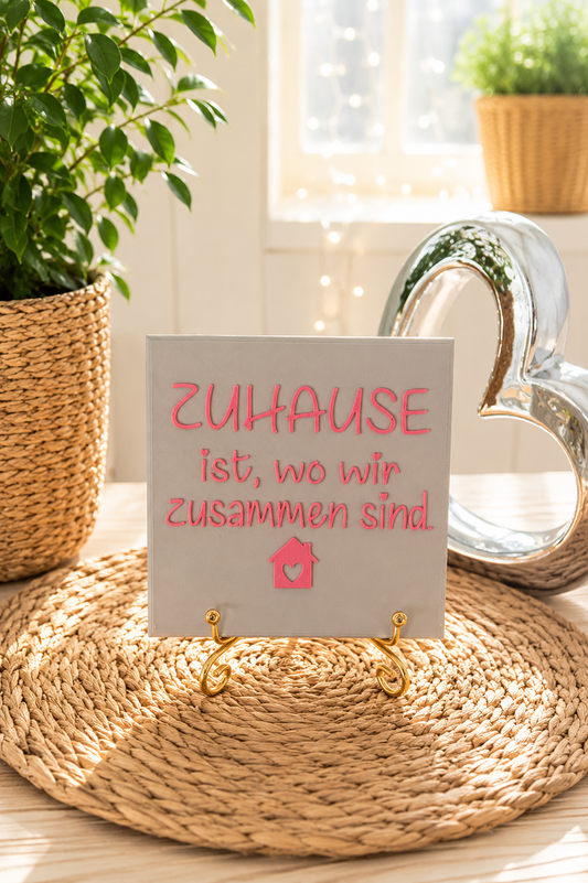 Sprüchekachel „Zuhause ist, wo wir zusammen sind“ von CozyLabs Design