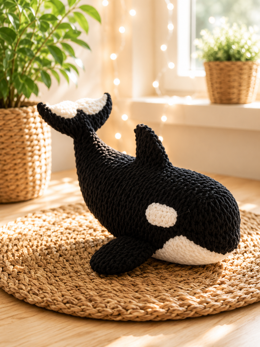 Schwertwal-Figur in Strickoptik von CozyLabs Design