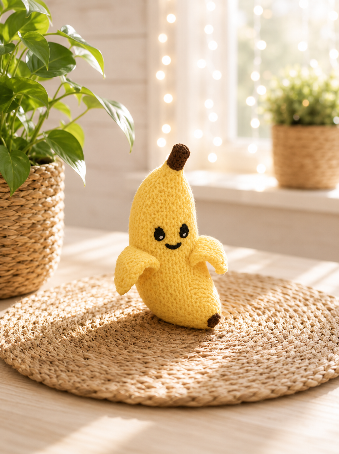 Banane mit Gesicht in Strickoptik – 3D-gedruckte Deko von CozyLabs Design