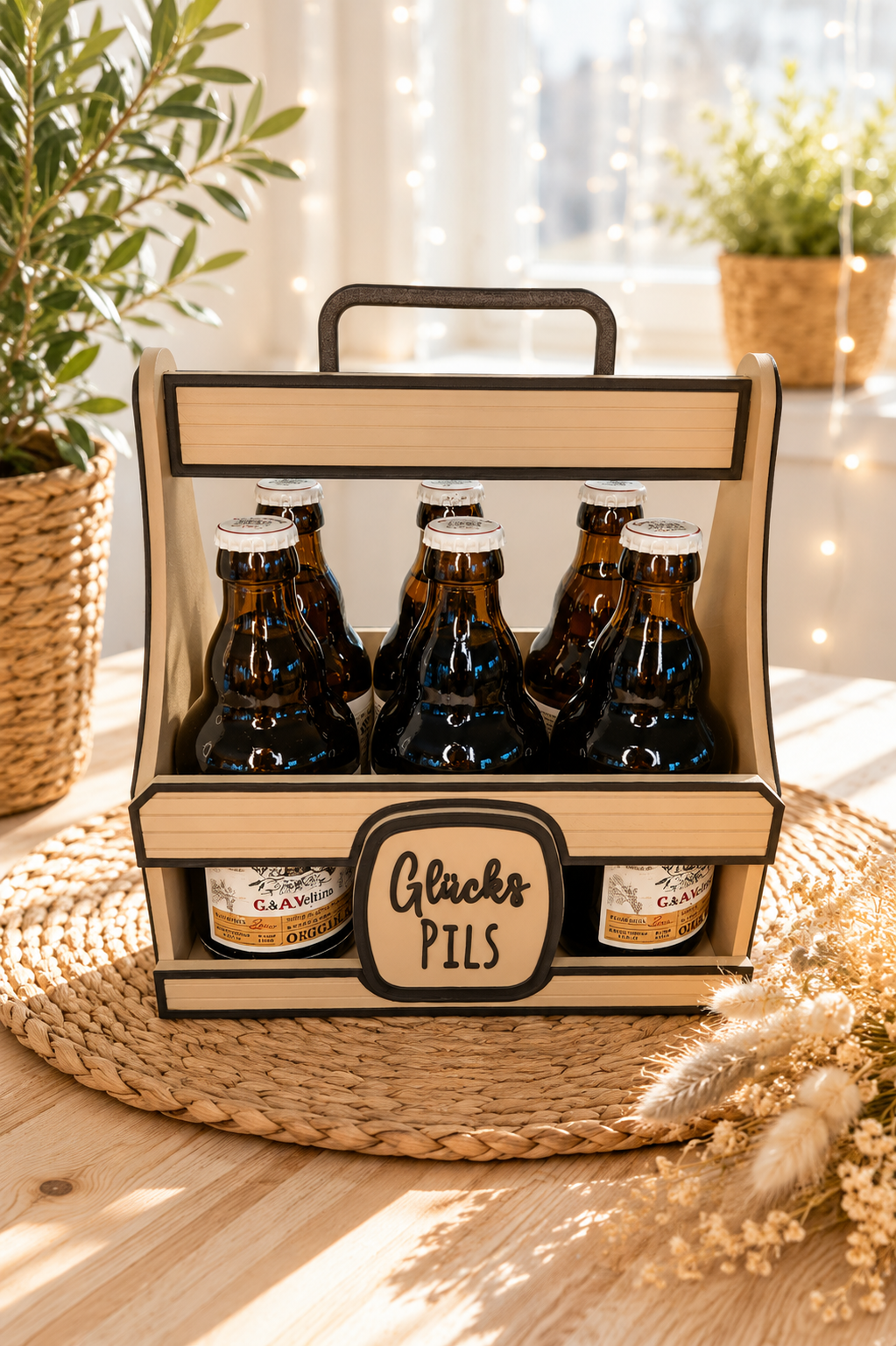 Sechser Bierkiste „Rakete“ – Bierträger mit Spruch von CozyLabs Design