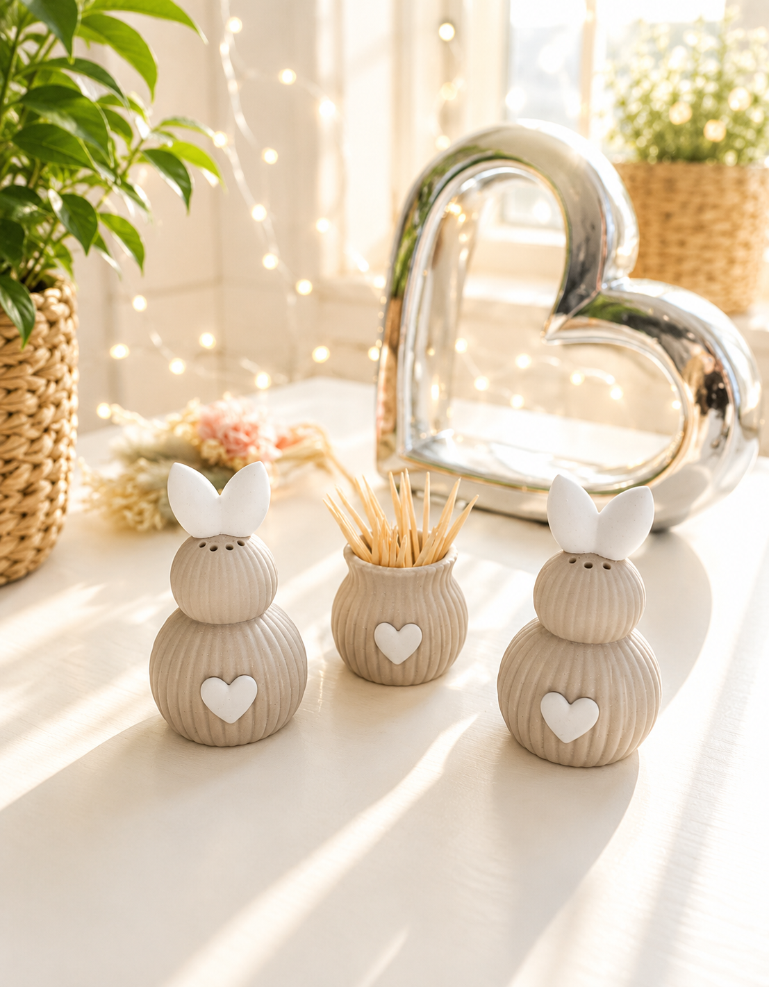 Salz- und Pfefferstreuer in Hasenoptik als Osterdeko von CozyLabs Design