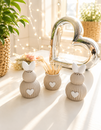 Salz- und Pfefferstreuer in Hasenoptik als Osterdeko von CozyLabs Design