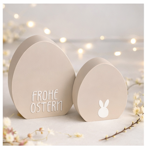 Oster-Eier Deko Set (3er-Set) – moderne Osterdeko mit Schrift & Wunschfarbe | minimalistische Frühlingsdekoration