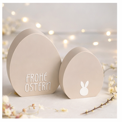 Oster-Eier Deko Set (3er-Set) – moderne Osterdeko mit Schrift & Wunschfarbe | minimalistische Frühlingsdekoration