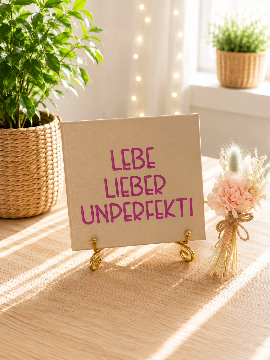 Sprüchekachel „Lebe lieber unperfekt“ von CozyLabs Design