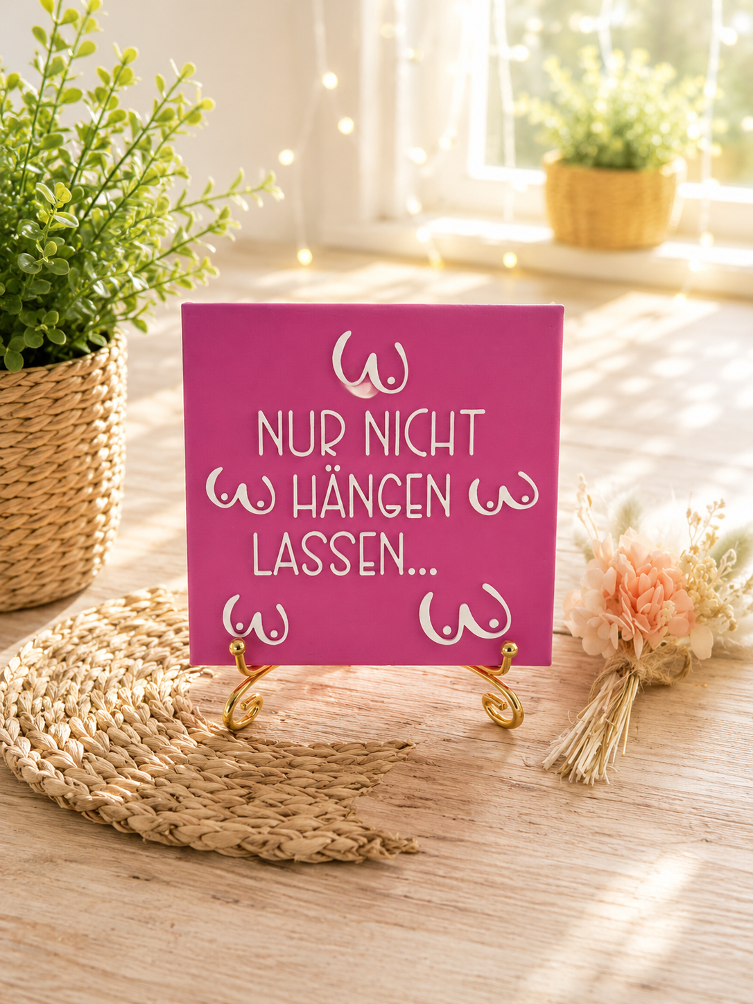 Sprüchekachel „Nur nicht hängen lassen“ von CozyLabs Design