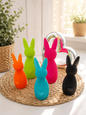 Bunte Neon Riffelhasen als Osterdeko von CozyLabs Design