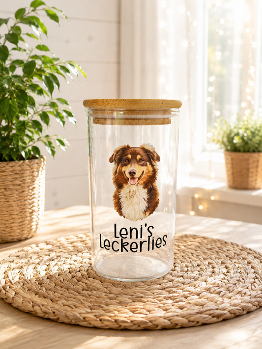Personalisiertes Leckerli-Glas mit Bambusdeckel von CozyLabs Design