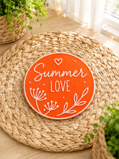 Sommer Untersetzer Set – 6 runde Getränkeuntersetzer mit sommerlichen Sprüchen