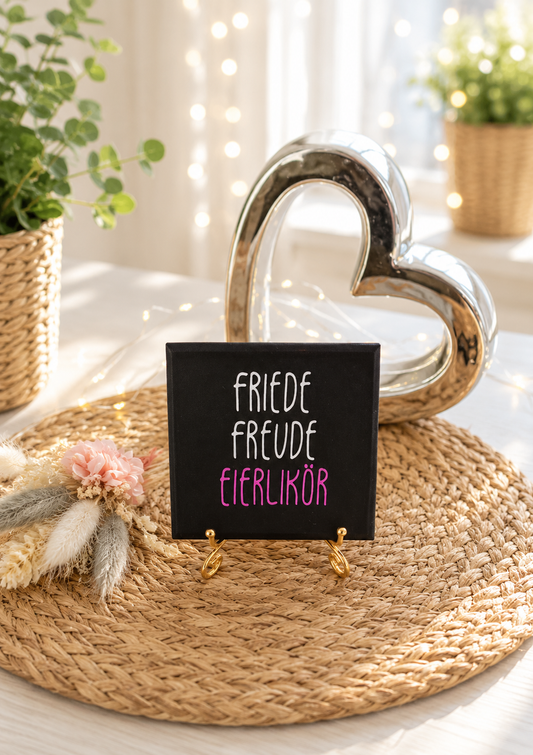Sprüchekachel „Friede Freude Eierlikör“ von CozyLabs Design