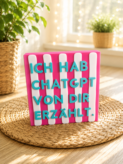 Freche Streifen – kleiner Deko-Aufsteller mit Spruch "Ich hab ChatGPT von dir erzählt"