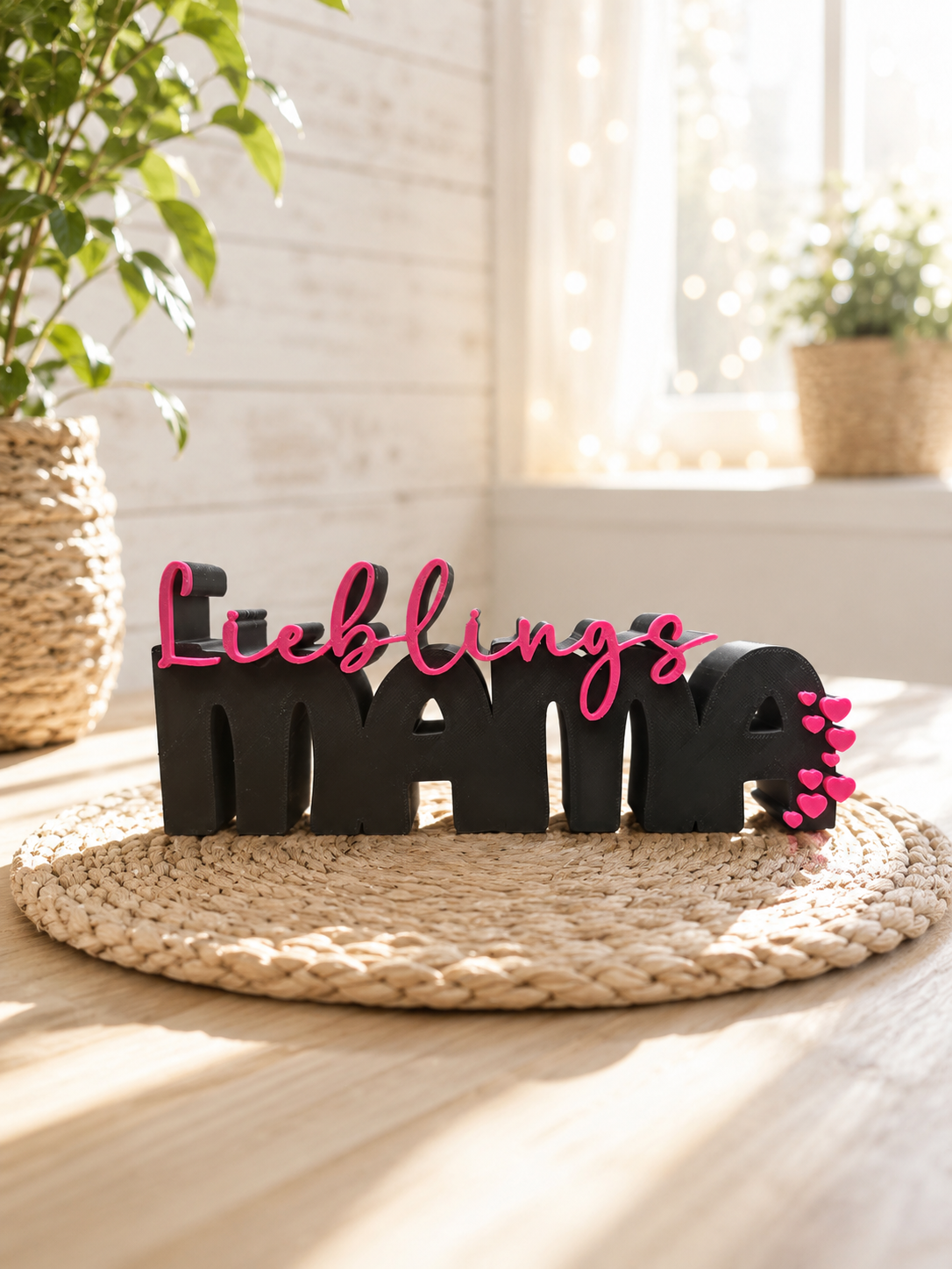 Lieblingsmama | Bester Papa – moderner 3D-Schriftzug, freie Farbwahl, von CozyLabs Design