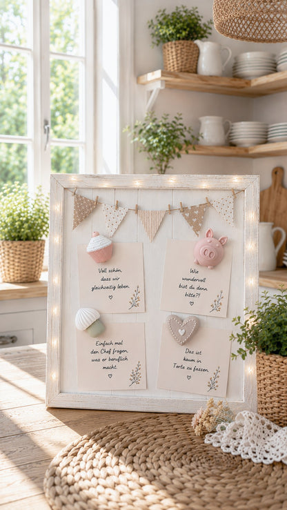 Kleine Glücks-Magnete – Schweinchen, Herz, Glückspilz & Cupcake