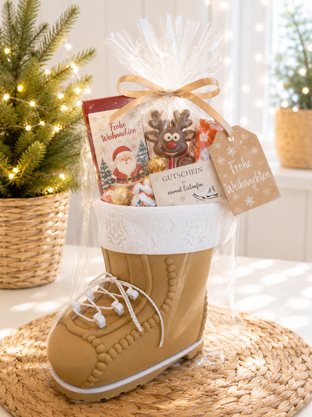 Liebevoller Nikolausstiefel – winterliche Deko & Geschenkidee (16 × 15 × 9 cm)