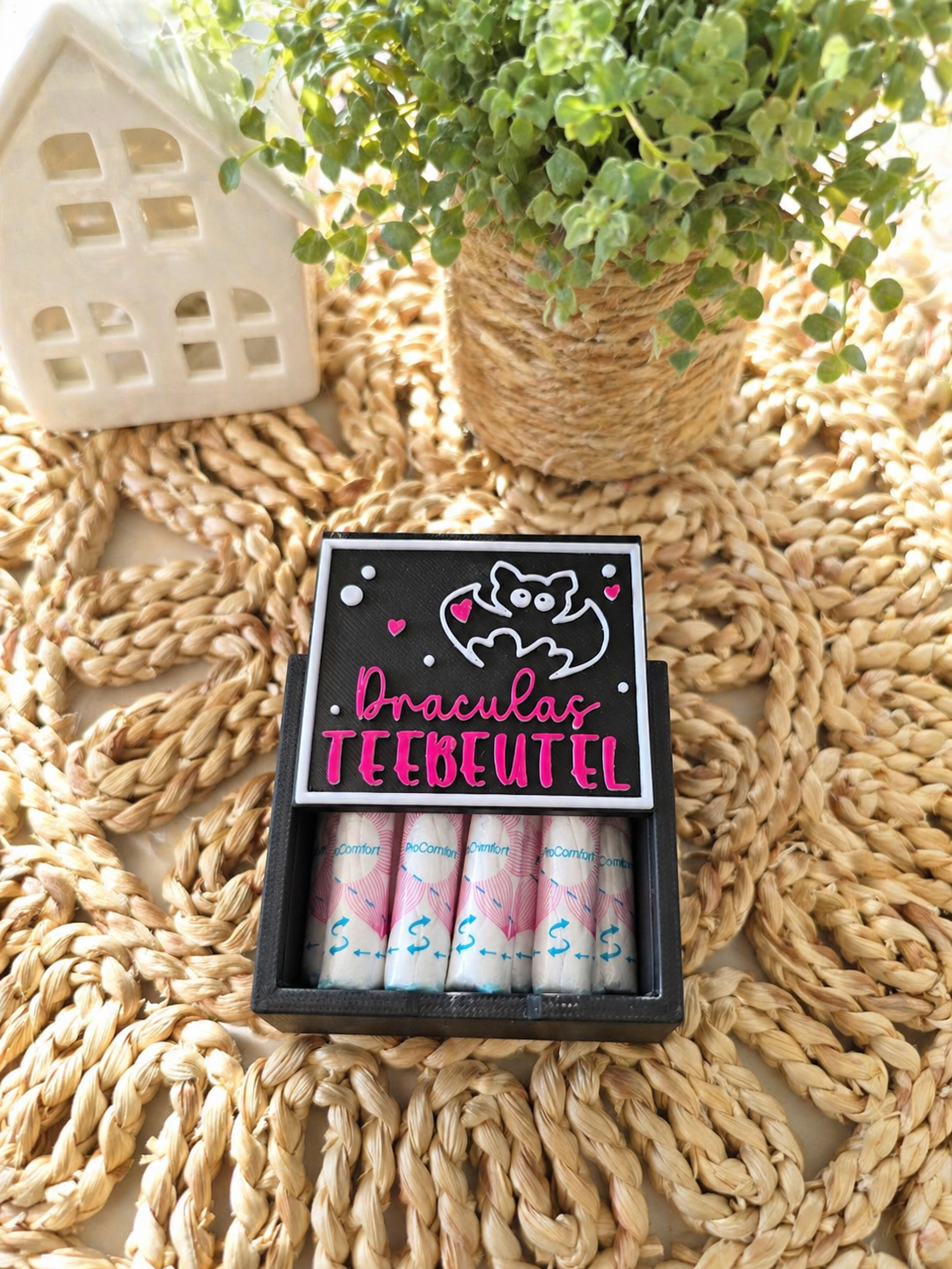 Tamponbox mit austauschbaren Deckeln 💕 | Lustige Sprüche | Diskrete Aufbewahrung | Periodenbox | Geschenk für Frauen