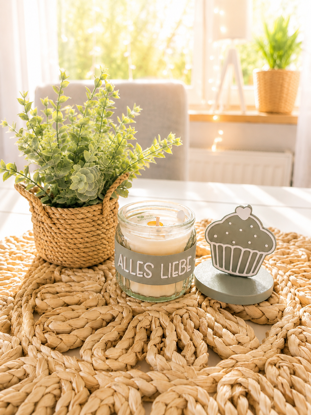 Kerzenbanderole mit Deckel & Cupcake-Topper für IKEA JÄMLIK Kerze – Happy Birthday
